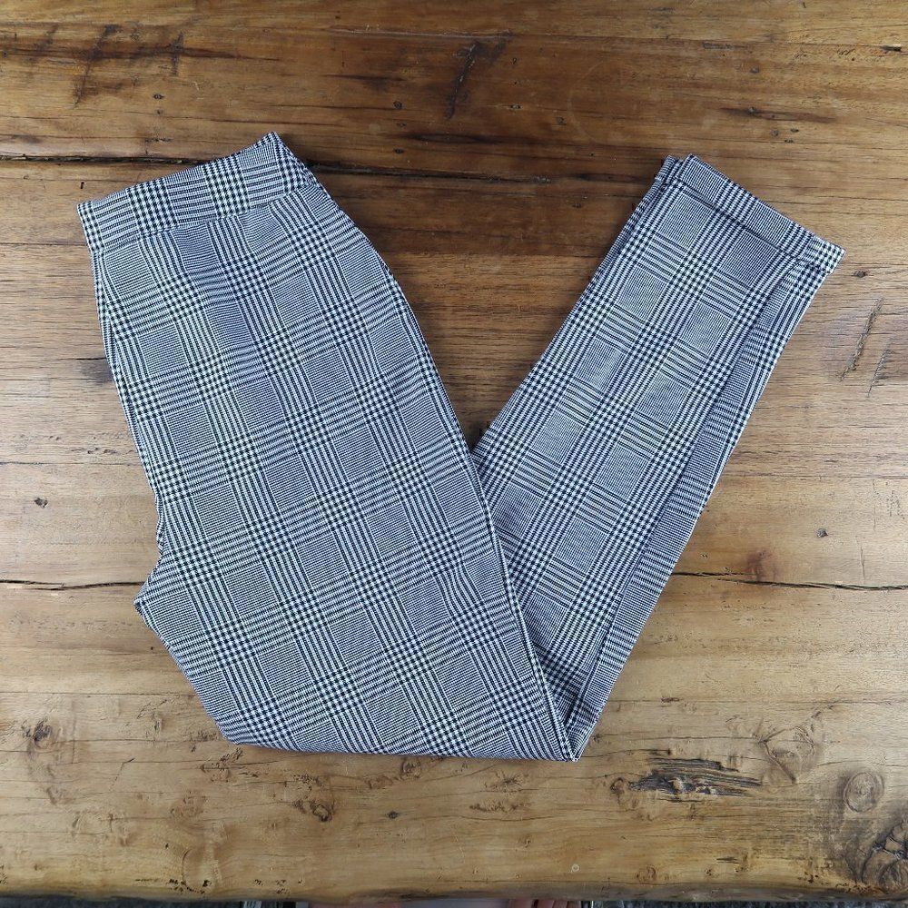 BOOHOO BLACK & WHITE CHEKERED PLAID OFFICE WORK BUSINESS PANTS SIZE 2 TALL